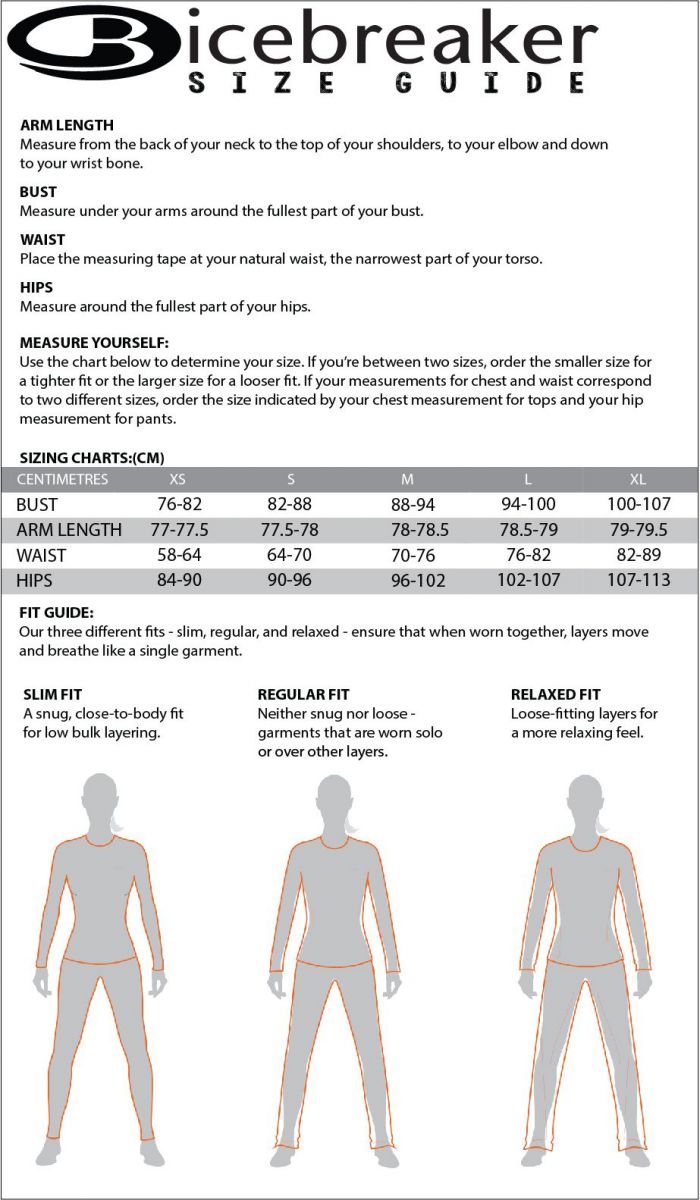 Icebreaker Womens Size Guide